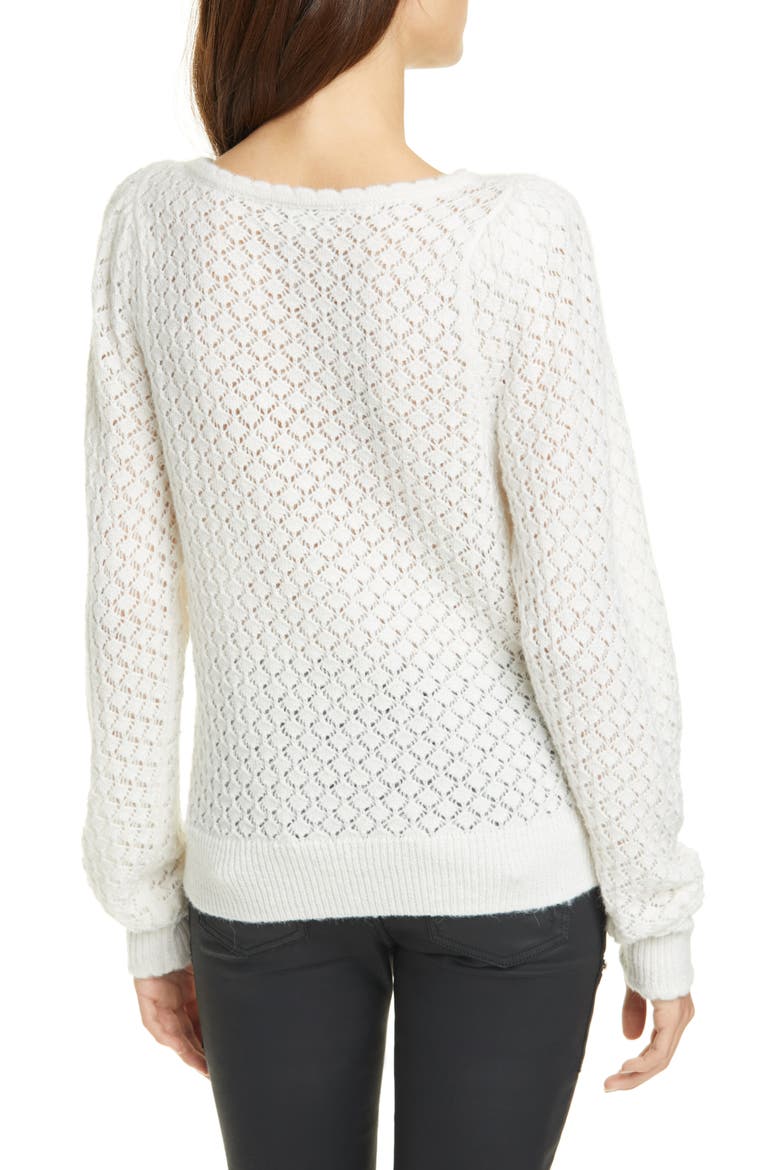 Moxya Pointelle Puff Sleeve Sweater, Alternate, color, WINTER WHITE
