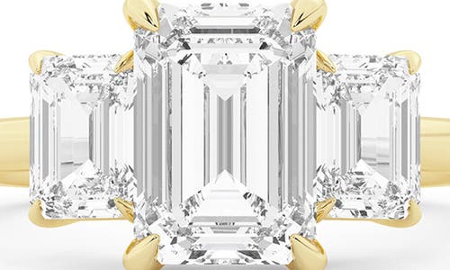 Everyday By Hautecarat Emerald-cut Lab Grown Diamond 3-stone Engagement Ring In 14k Yellow Gold