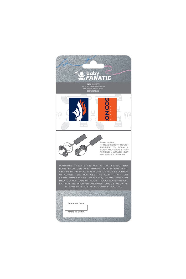 Denver Broncos Pacifier Clip 2-Pack, Alternate, color, Multicolor