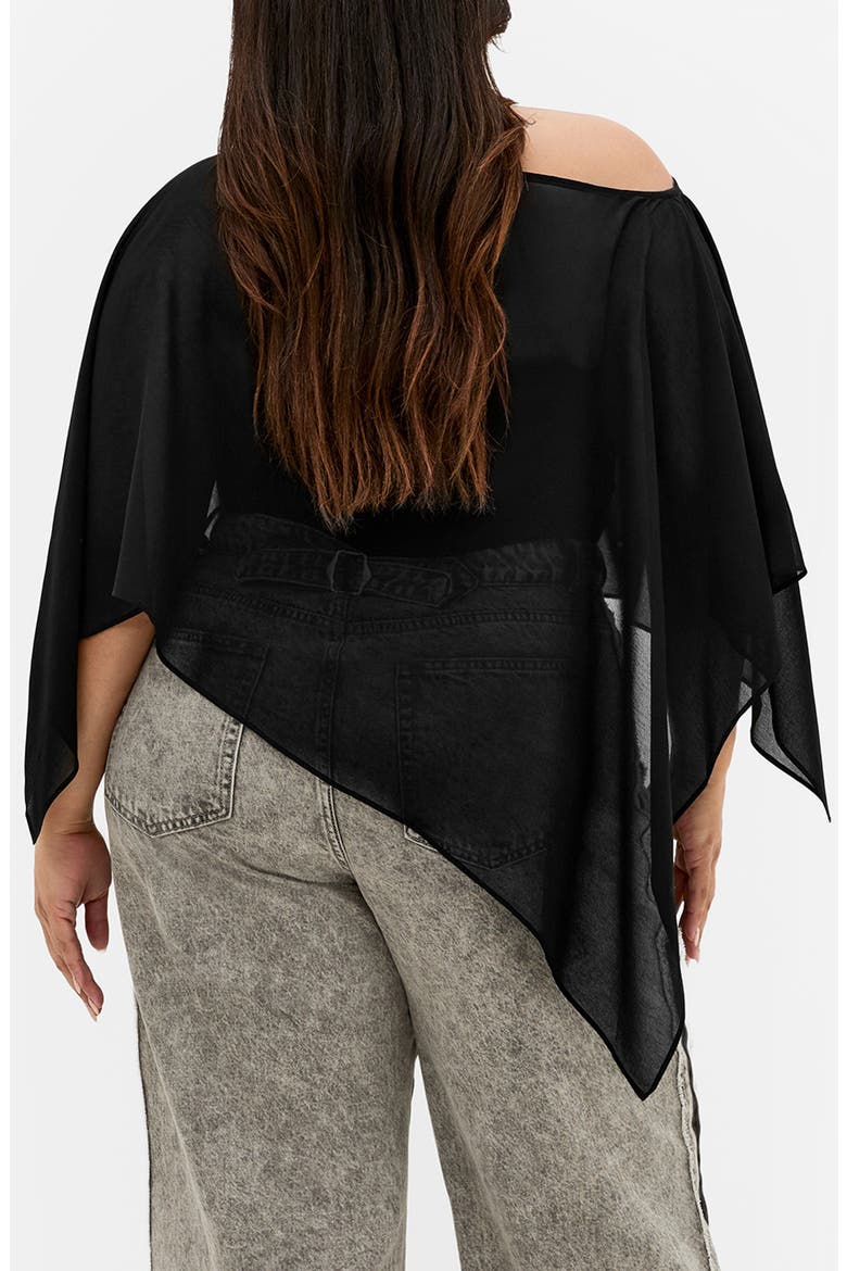 Chiffon Poncho, Alternate, color, BLACK