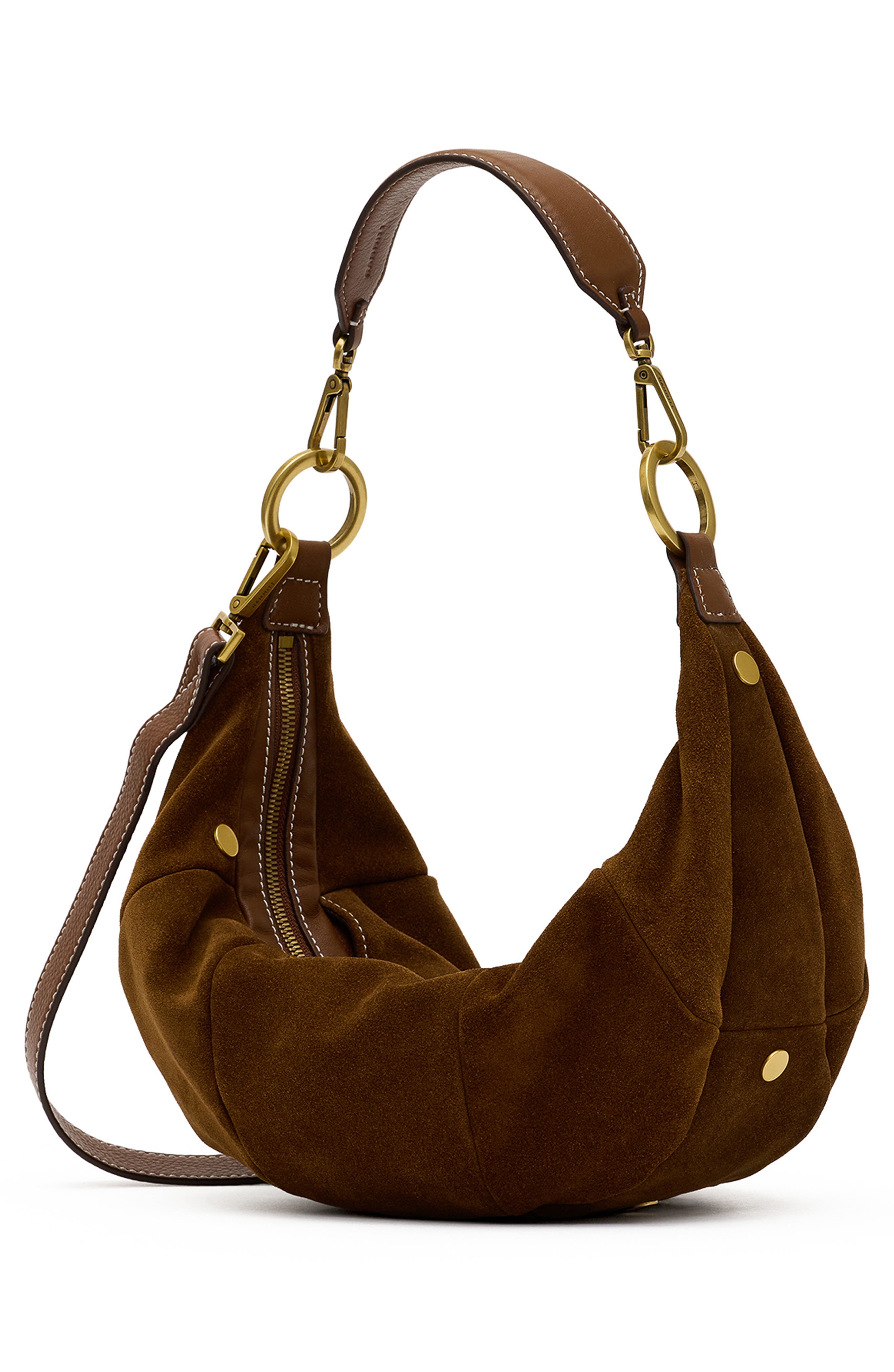 Medium Erica Suede Hobo Bag, Alternate, color, CINNAMON SUEDE/ ANTIQUE GOLD