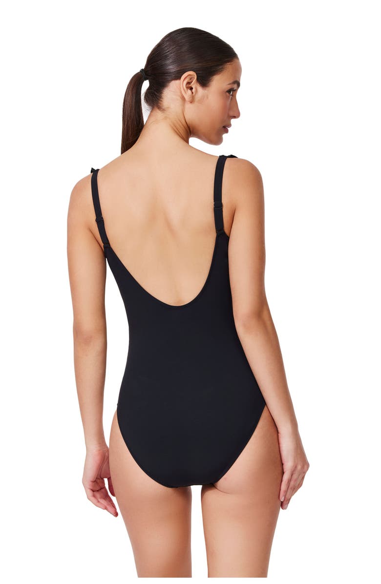 Profile by Gottex Bachelorette Square Neck Ruffle One Piece, Alternate, color, Black