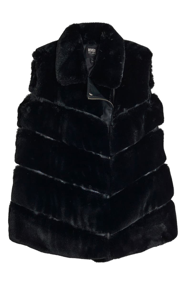 River Island Faux Fur & Faux Leather Moto Gilet, Alternate, color, 