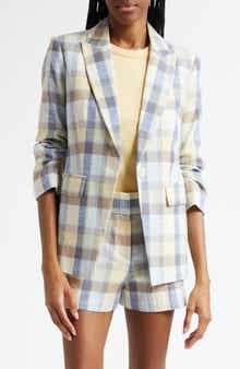 Veronica Beard Clayton Plaid Cotton Blend Dickey Jacket