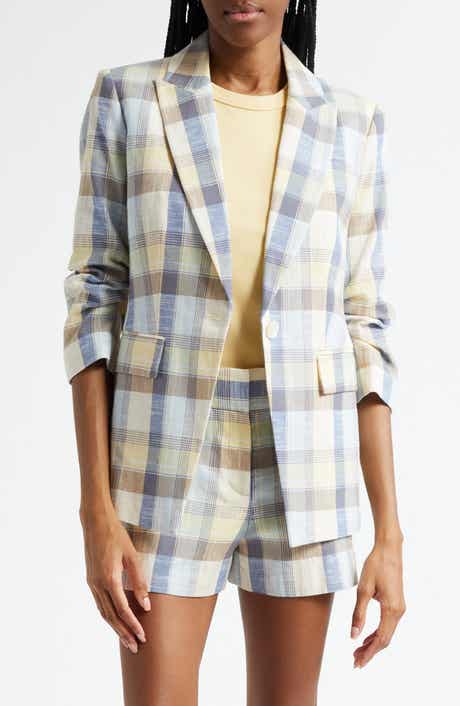 Veronica Beard Clayton Plaid Cotton Blend Dickey Jacket