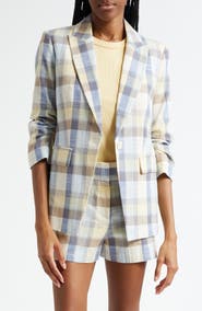 Veronica Beard Clayton Plaid Cotton Blend Dickey Jacket