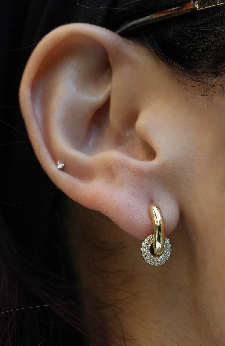 Argento Vivo Sterling Silver Cubic Zirconia Donut Hoop Earrings, Alternate, color,