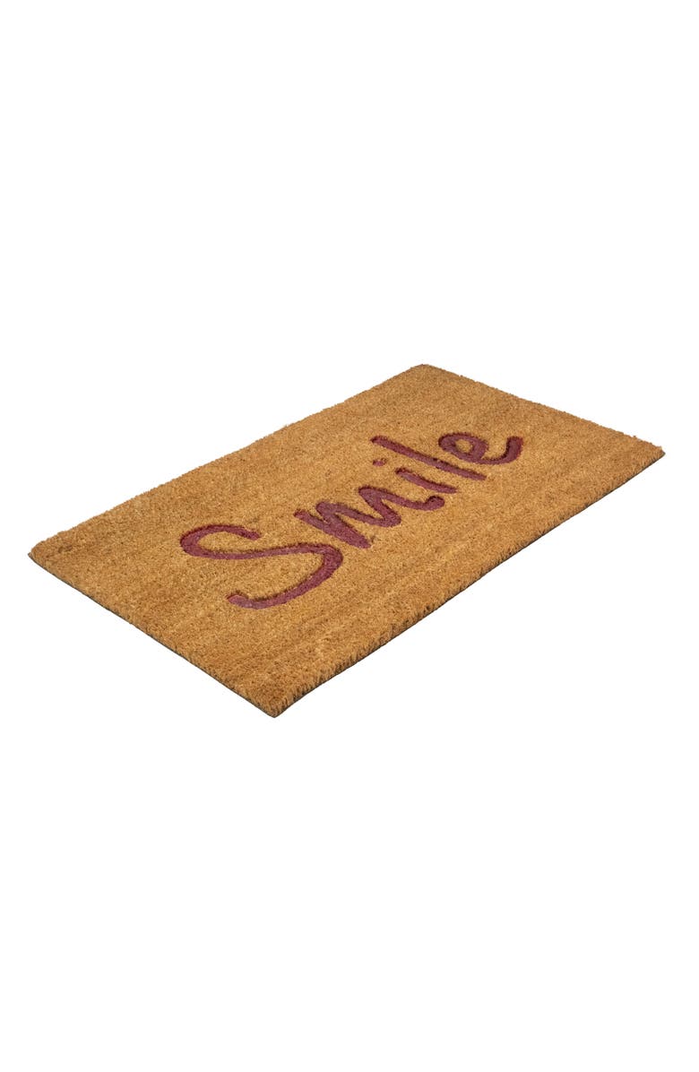Northlight Natural Coir "Smile" Outdoor Rectangular Doormat 18" x 30", Alternate, color, Brown