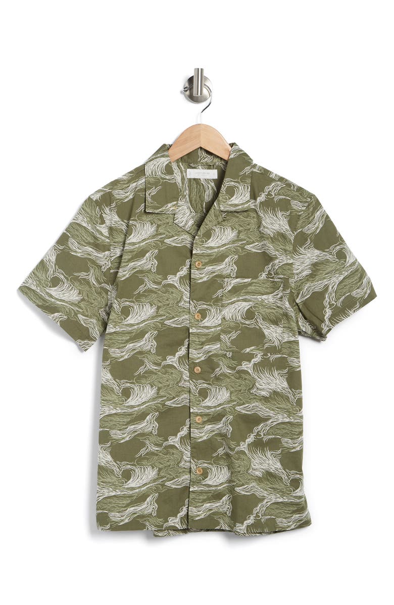 Lucky Brand Short Sleeve Button-Up Club Shirt, Alternate, color, Surf Wave Green