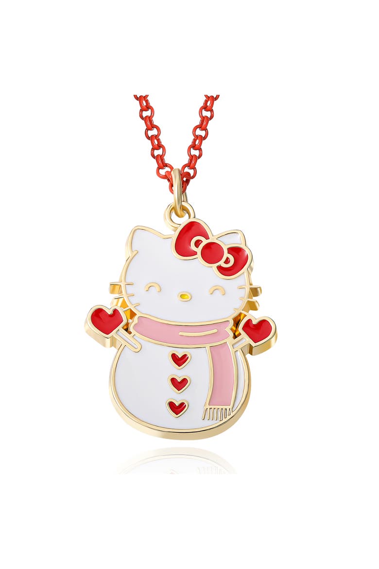 Snowman Necklace and Earring Christmas Set, Alternate, color, Yellow gold, white, red