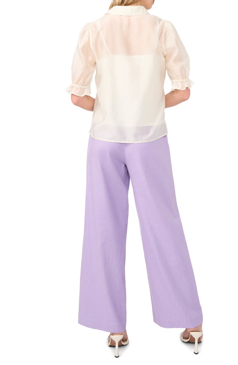 Halogen<sup>®</sup> Puff Sleeve Semi Sheer Button-Up Top, Alternate, color, New Ivory