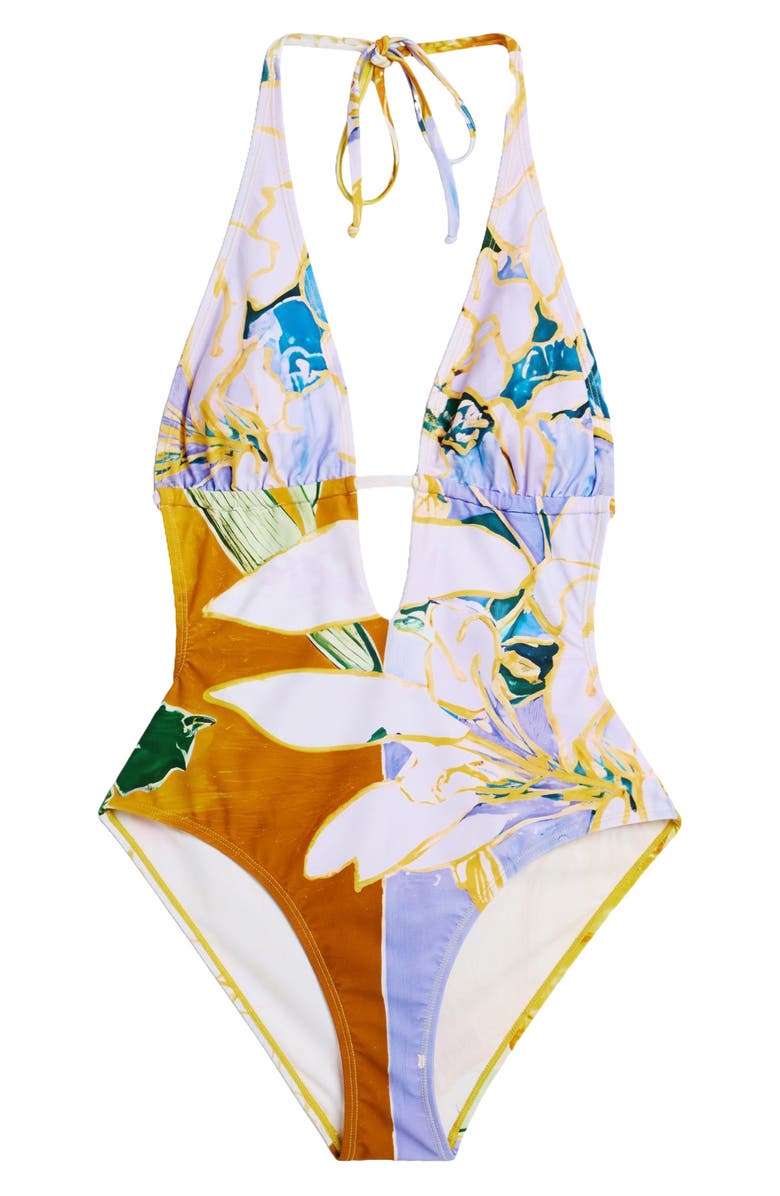 Desigual Cutout One-Piece Swimsuit, Alternate, color, Orange Multi