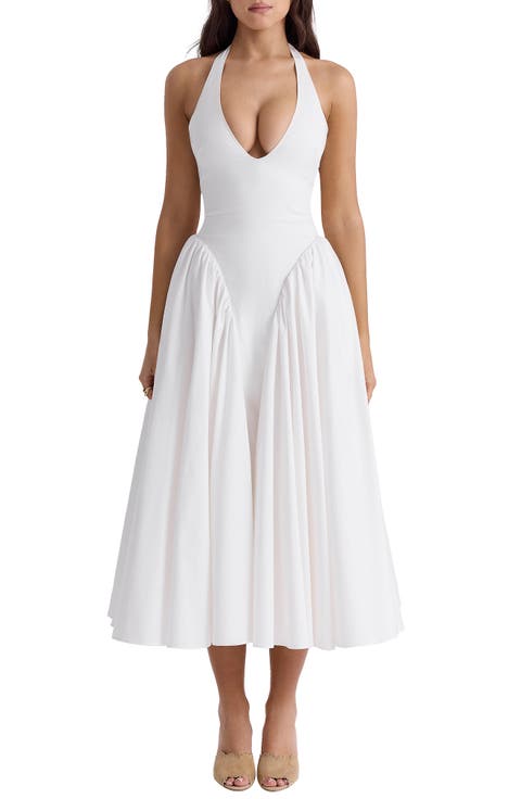 Marilyn Gingham Halter Midi Sundress