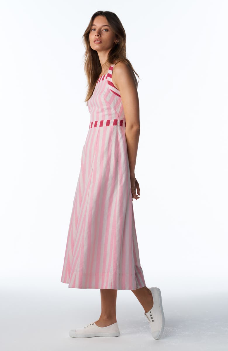 Boden Cross Back Linen Blend Dress, Main, color, Pink Ivory