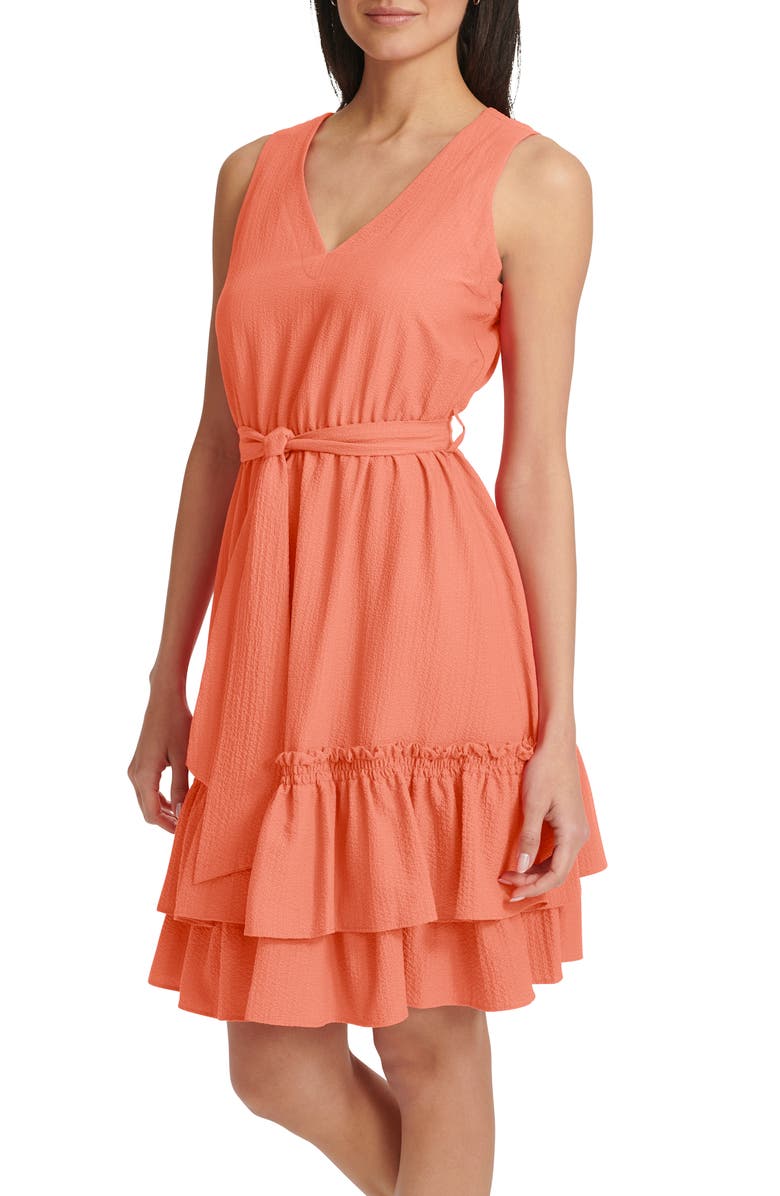 Calvin Klein Sleeveless Ruffle A-Line Dress, Alternate, color, 