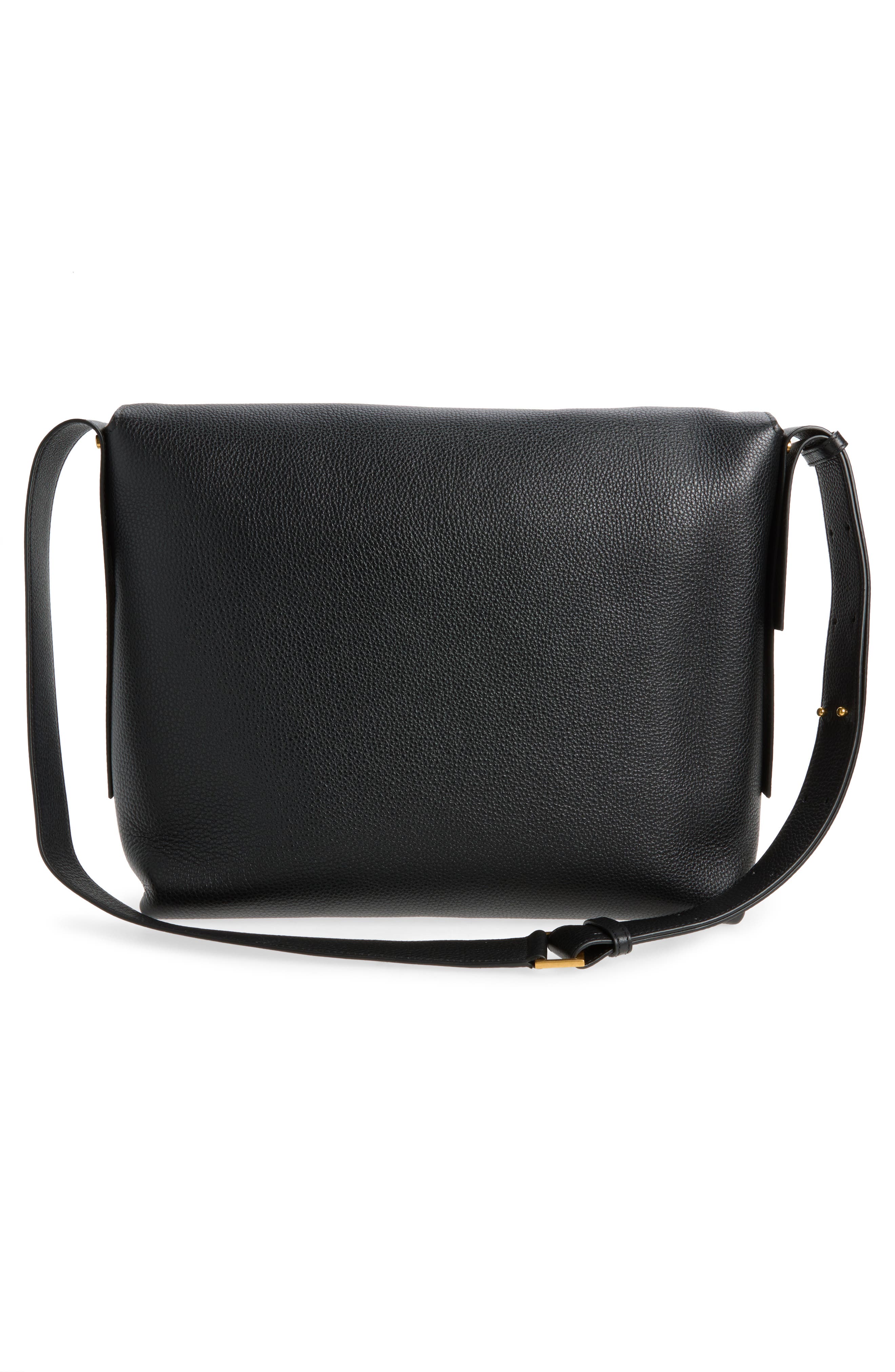 Leather Messenger Bag, Alternate, color, BLACK GOLD 82