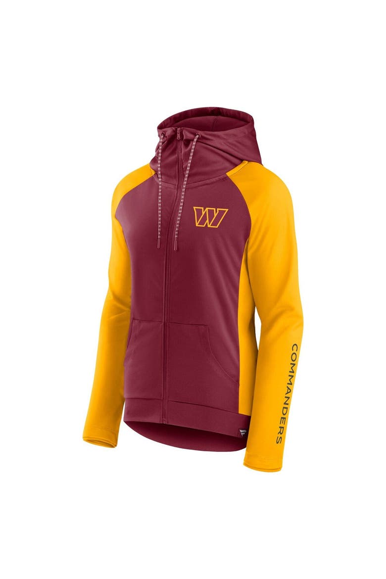 Women's Fanatics Burgundy/Gold Washington Commanders End Around Lightweight Raglan Full-Zip Hoodie Jacket, Alternate, color, Burgundy