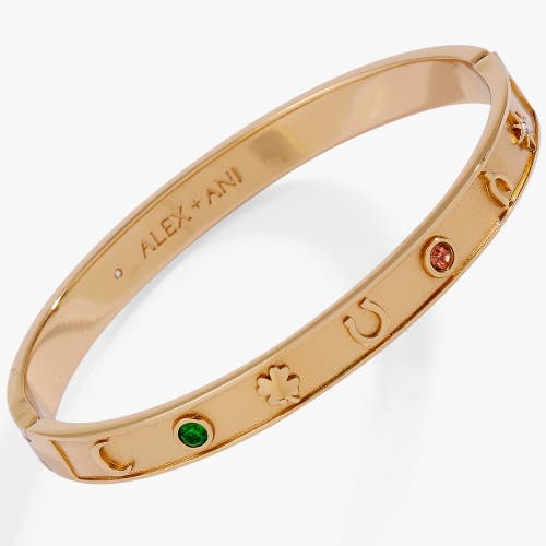Alex And Ani Lucky Hinge Bangle Bracelet In Gold