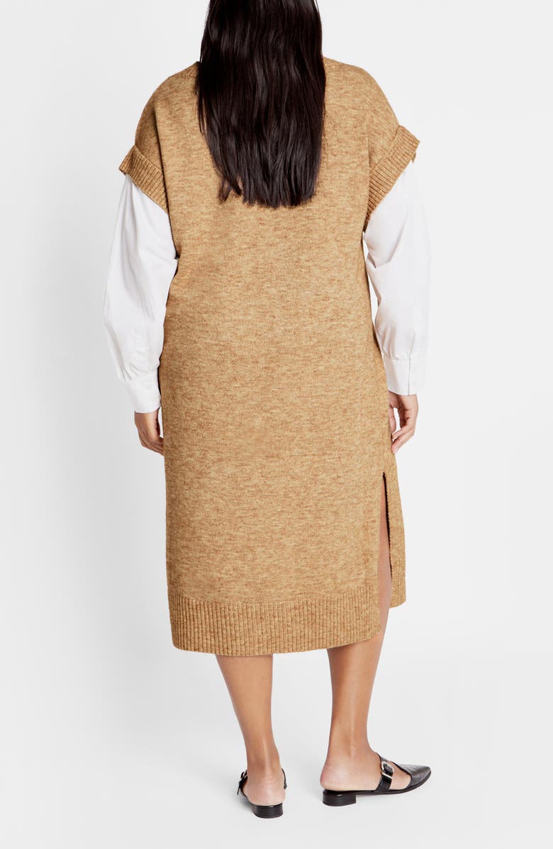 City Chic Gloria Layered Long Sleeve Knit Dress, Alternate, color, Caramel
