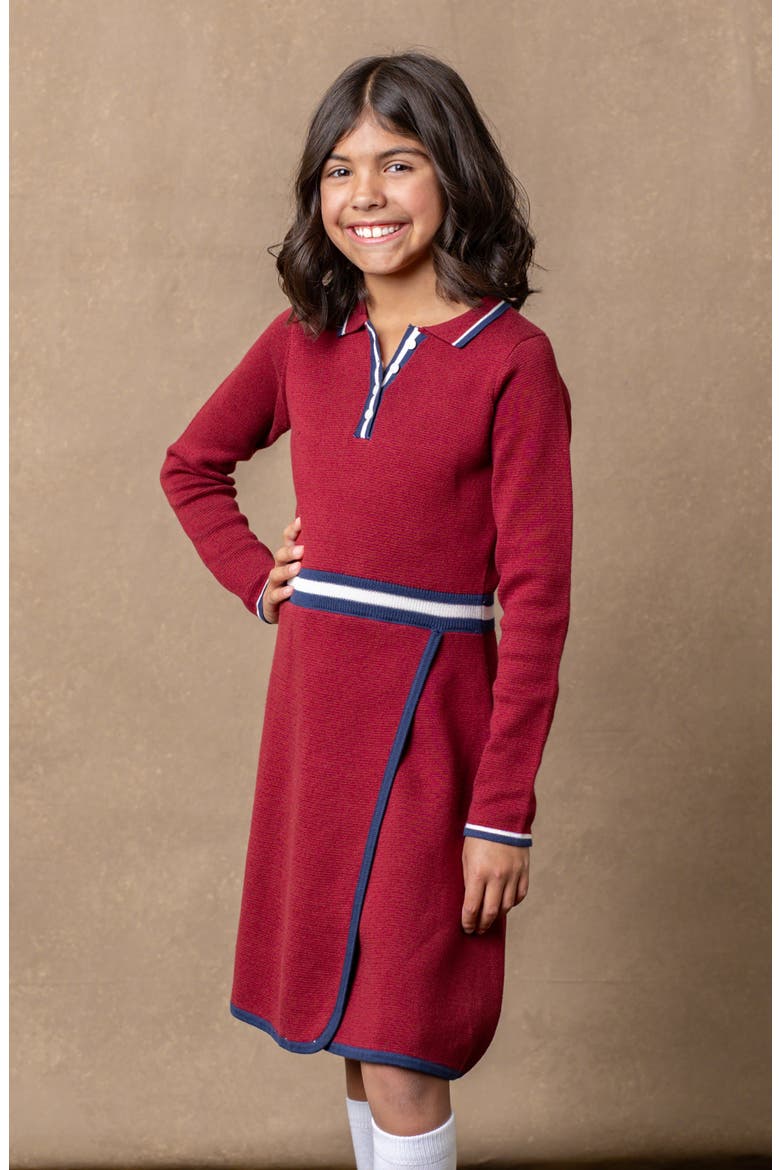 Baby Girls' Organic Henley Sweater Dress, Infant, Alternate, color, Oxblood with Tipping