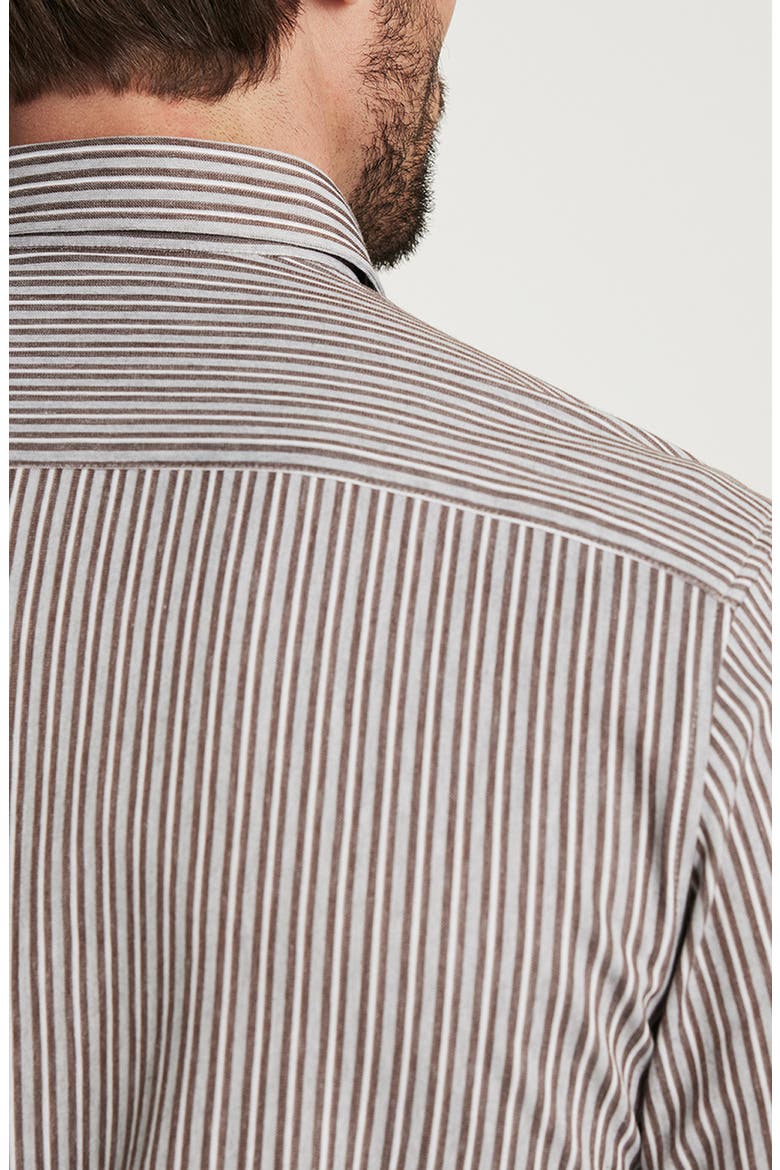 Stripe Button-Up Shirt, Alternate, color, BROWN