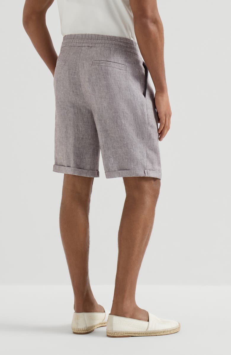 Brunello Cucinelli Double pleated drawstring Bermuda shorts, Alternate, color, Light Brown
