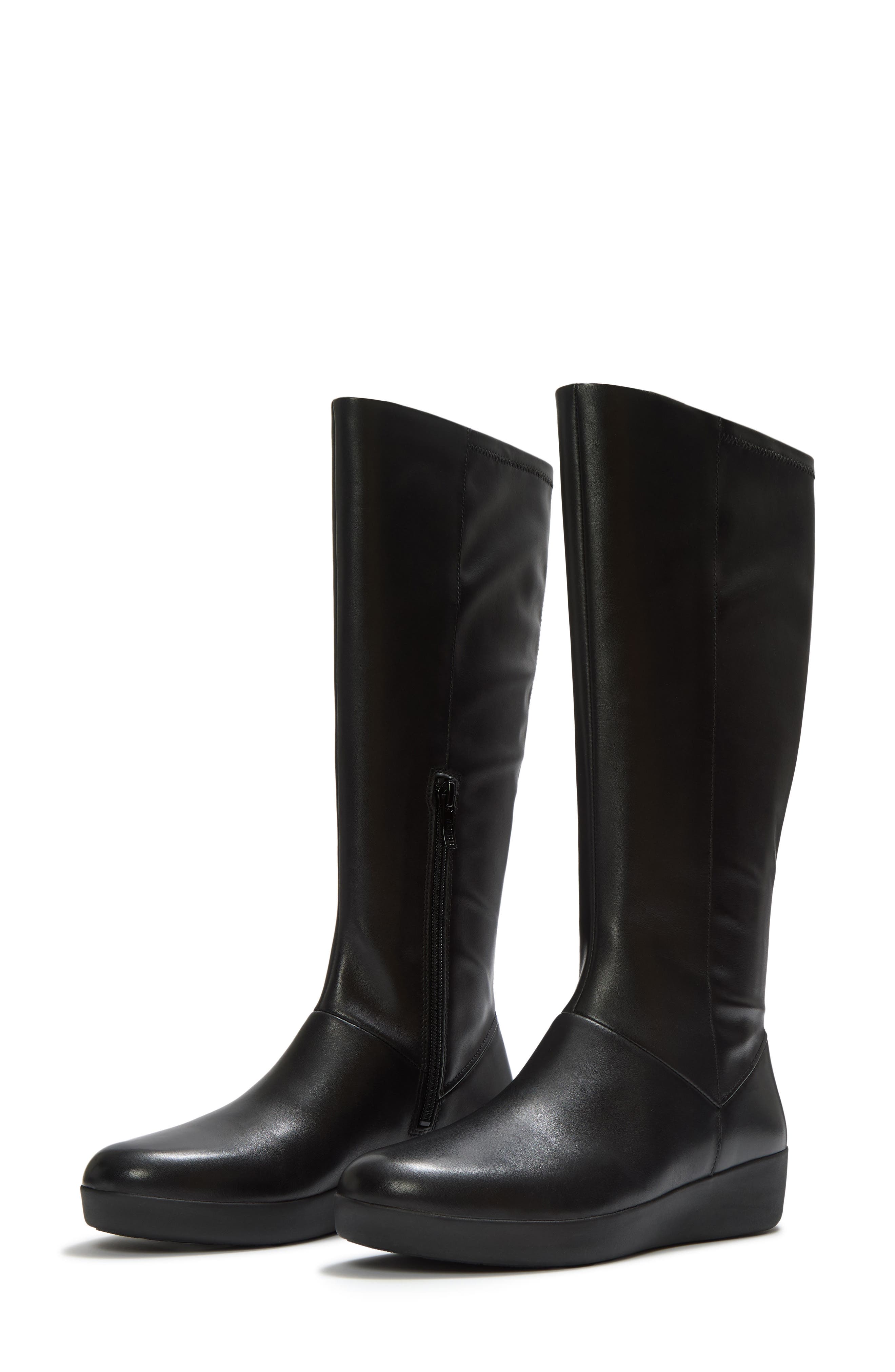Flowform Leather Knee High Boot, Alternate, color, ALL BLACK