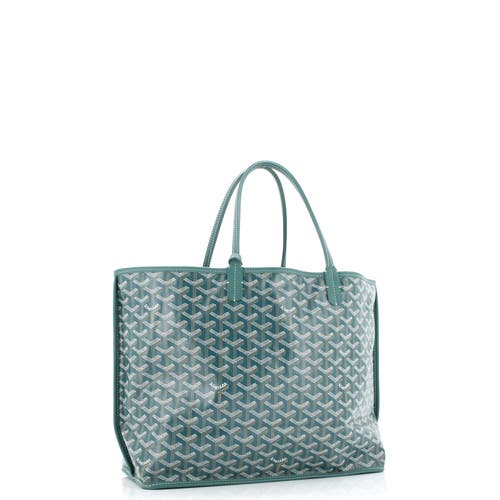 Pre-owned Goyard  Goyard Anjou Reversible Tote Coated Canvas Pm In Green