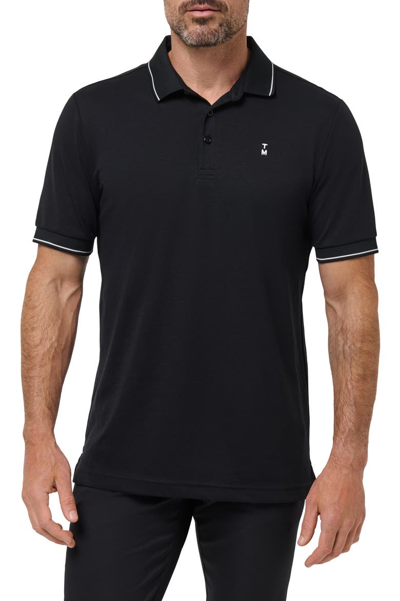 Happier Hour Tipped Cotton Polo, Main, color, BLACK
