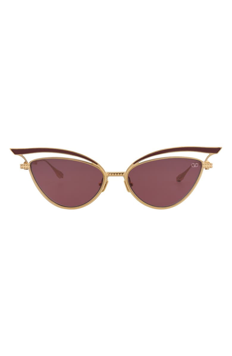 Valentino 55mm Cat Eye Sunglasses, Main, color, Gold Gold Bordeaux