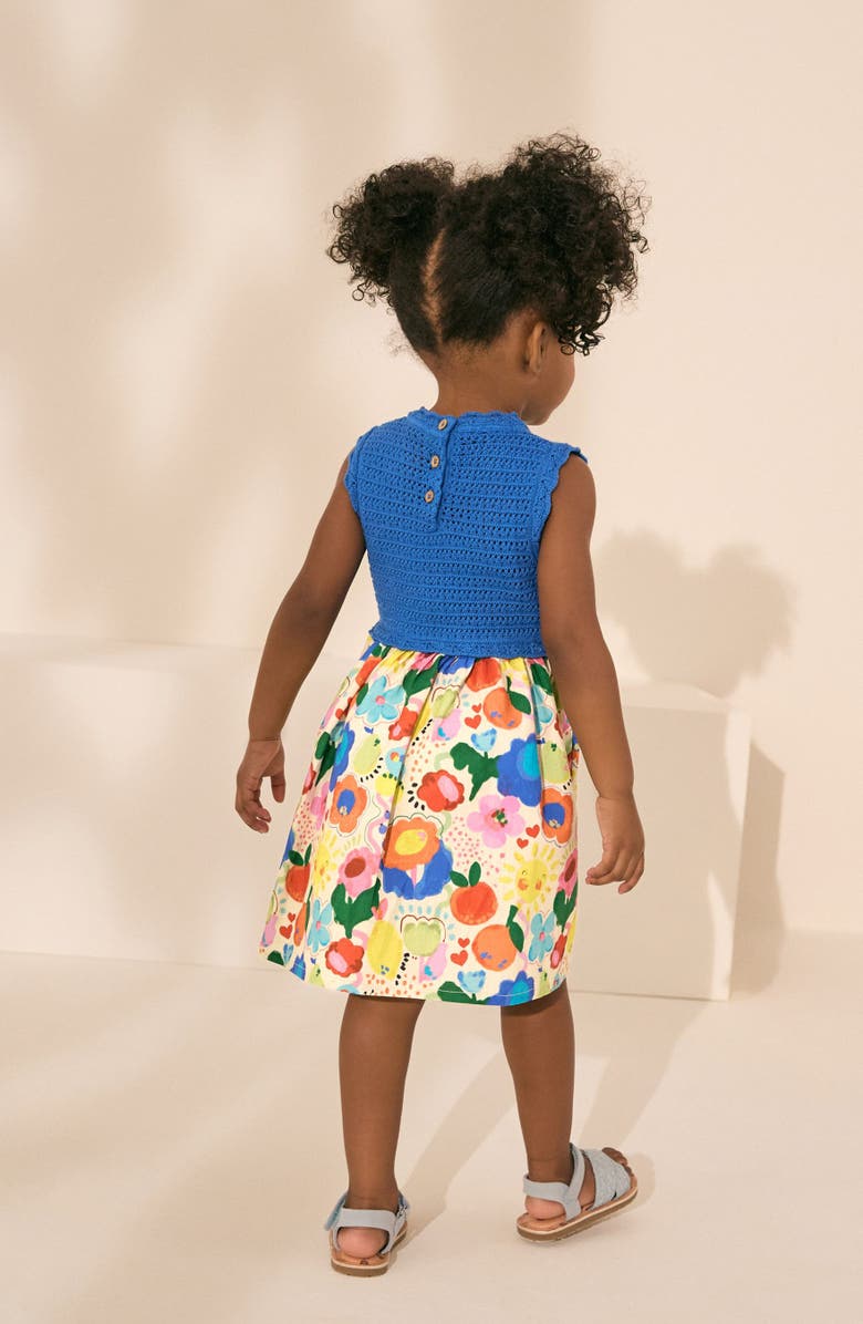 NEXT Kids' Mixed Media Crochet Stitch Dress, Alternate, color, 