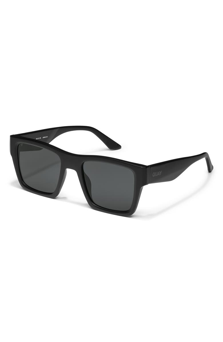 QUAY Fast Lane 43mm Square Sunglasses, Alternate, color, Matte Black/ Smoke Polarized