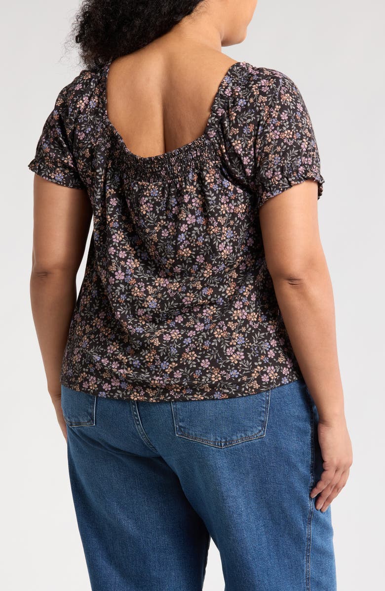 Lucky Brand Smocked Cotton Peasant Top, Alternate, color,