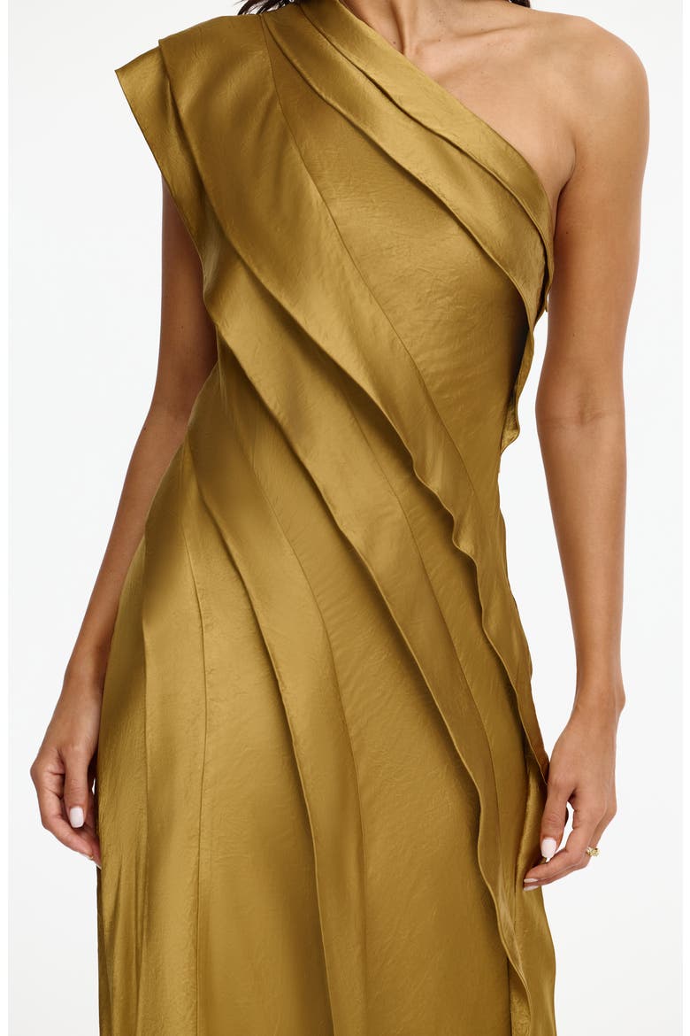 Blenfleet One-Shoulder Gown, Alternate, color, BRASS