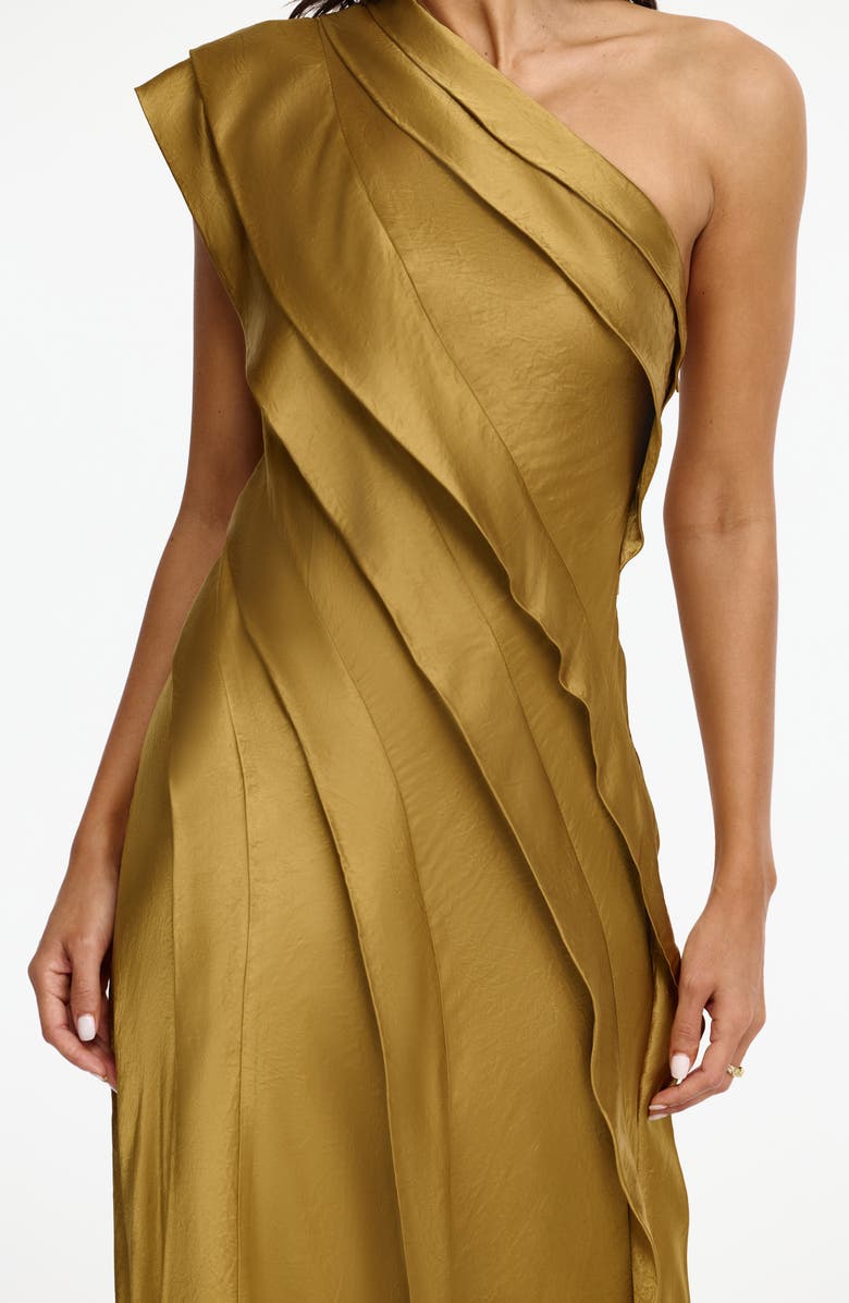 Acler Blenfleet One-Shoulder Gown, Alternate, color, Brass