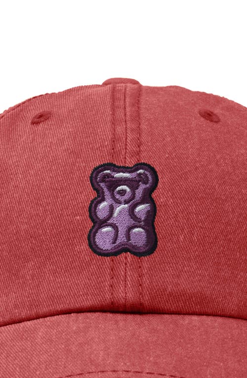 Dalix Purple Gummy Embroidered Cap In Washed Red