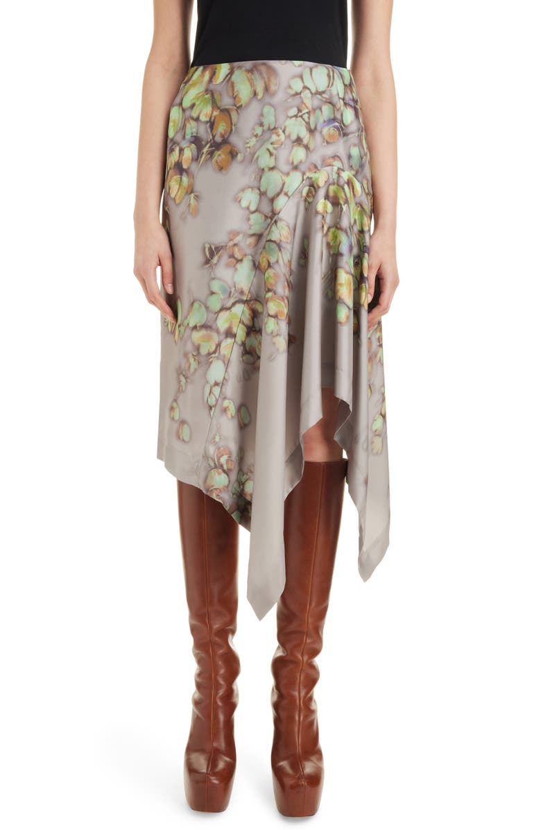 Dries Van Noten Axo Floral Print Asymmetric Silk Skirt, Main, color,