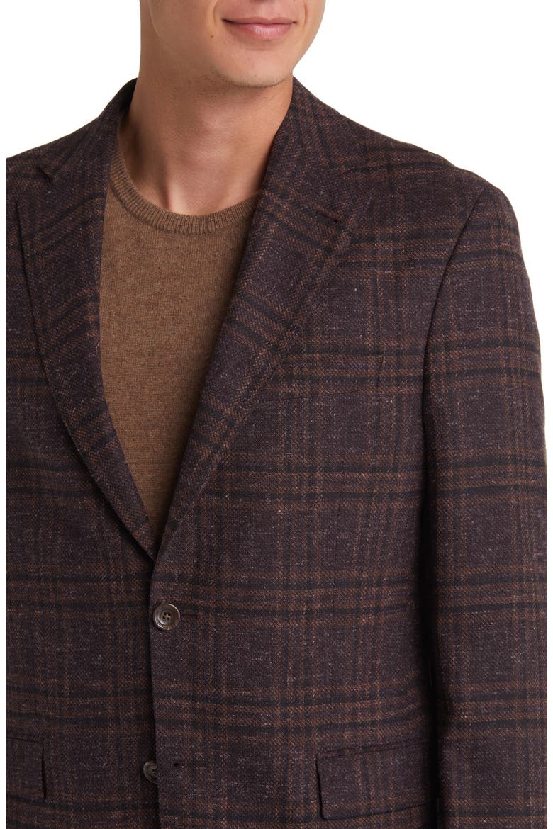 Midland Soft Constructed Plaid Wool Blend Sport Coat, Alternate, color, BROWN