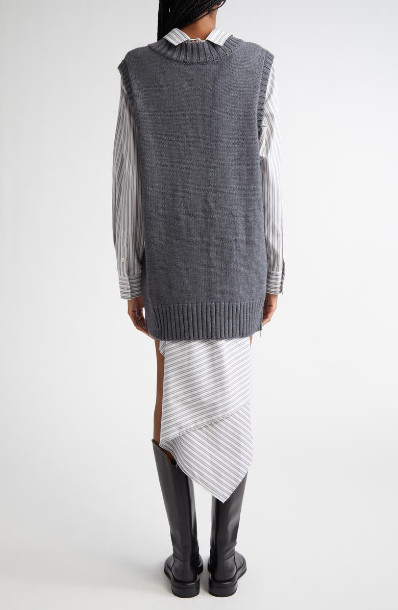 MONSE Boxy Longline Merino Wool Sweater Vest, Alternate, color, Charcoal