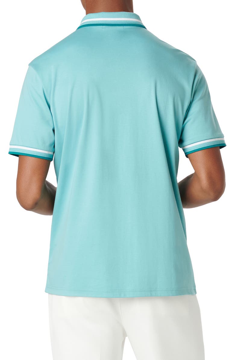 Bugatchi Tipped Short Sleeve Cotton Polo, Alternate, color, Jade