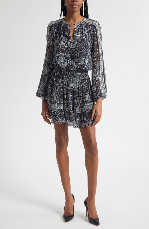 Maricela Paisley Long Sleeve Minidress