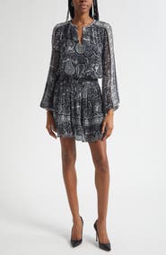 Ramy Brook Maricela Paisley Long Sleeve Minidress
