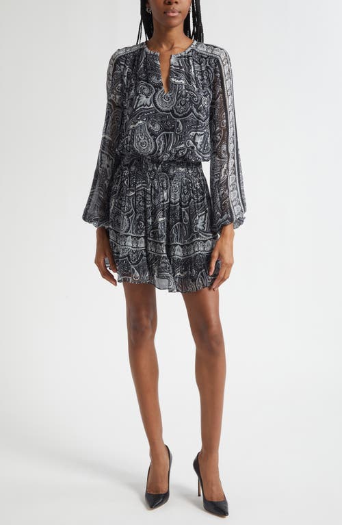 Ramy Brook Maricela Paisley Long Sleeve Minidress In Black