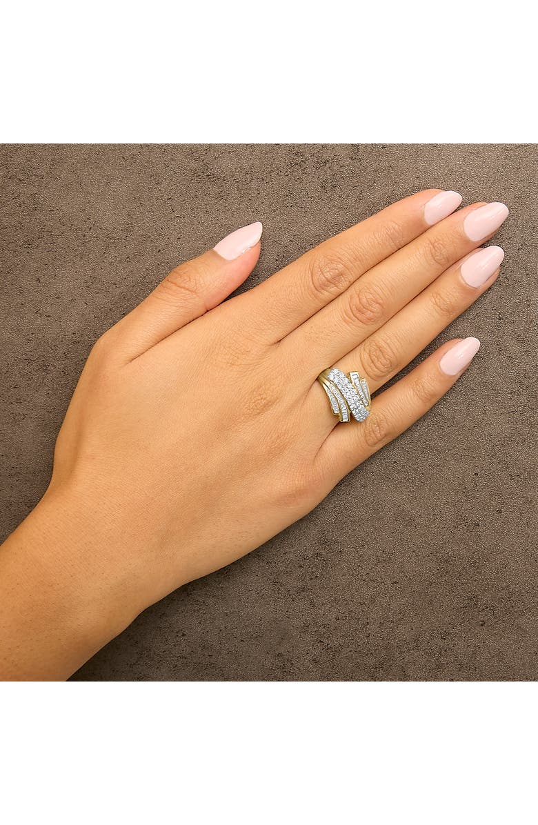 Haus of Brilliance 10K Gold 1.0 Cttw Diamond Bypass Style Modern Statement Ring, Alternate, color, Yellow Gold