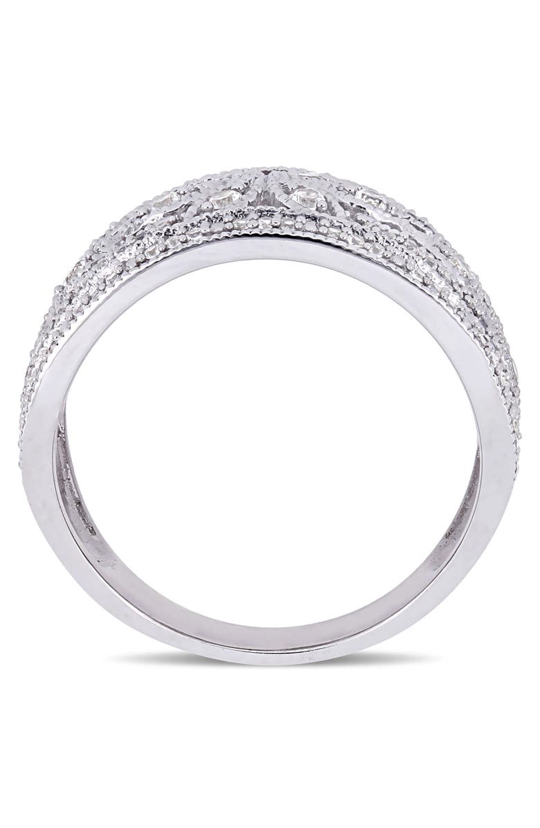 Julianna B. Created White Sapphire Filigree Ring, Alternate, color, 10K White Gold