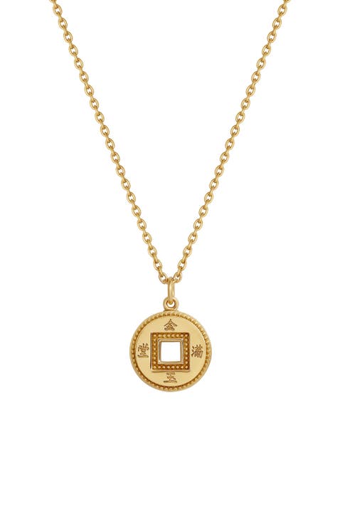 Gold Plated Lucky Coin Pendant Necklace Radiant Fortune