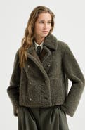 Brunello Cucinelli Fuzzy shearling pea coat