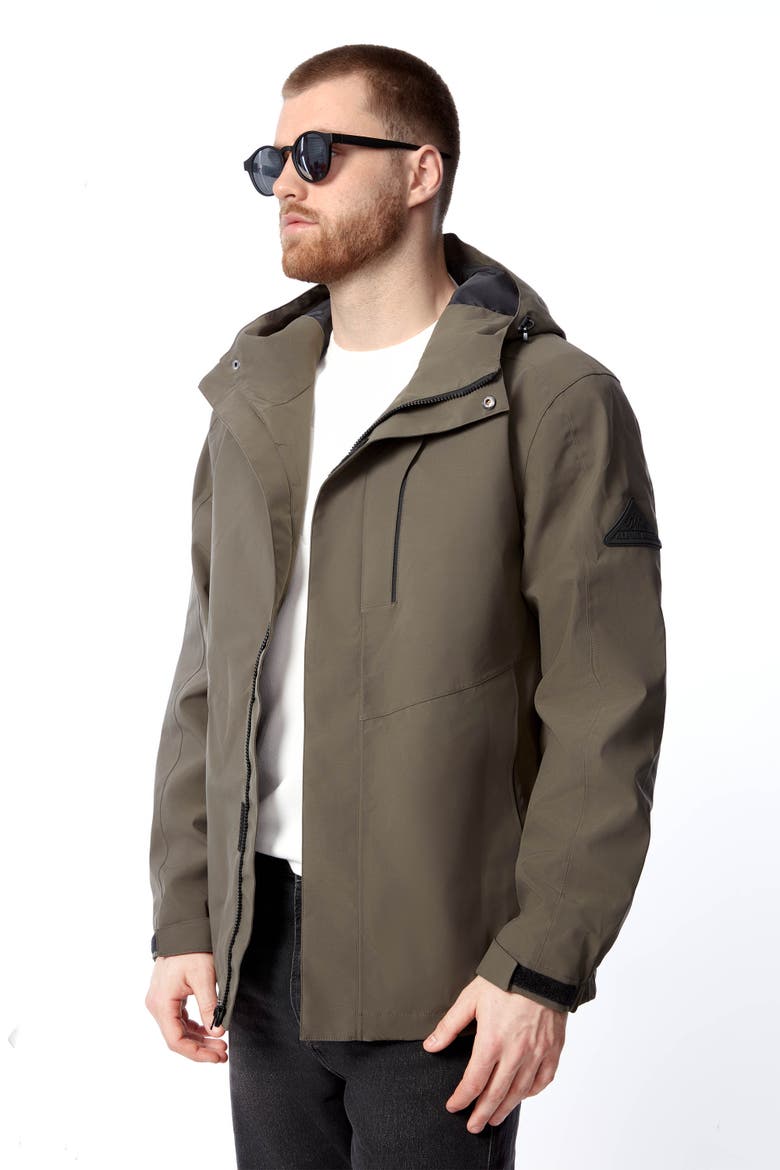 Hudson - Waterproof Hooded Rain Jacket, Alternate, color, DARK OLIVE
