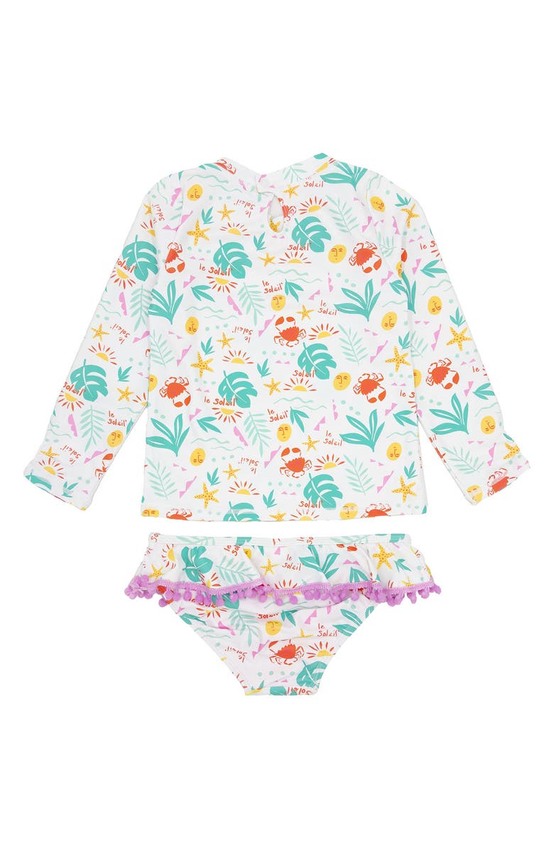 Feather 4 Arrow Sandy Toes Two-Piece Rashguard Swimsuit, Main, color, 