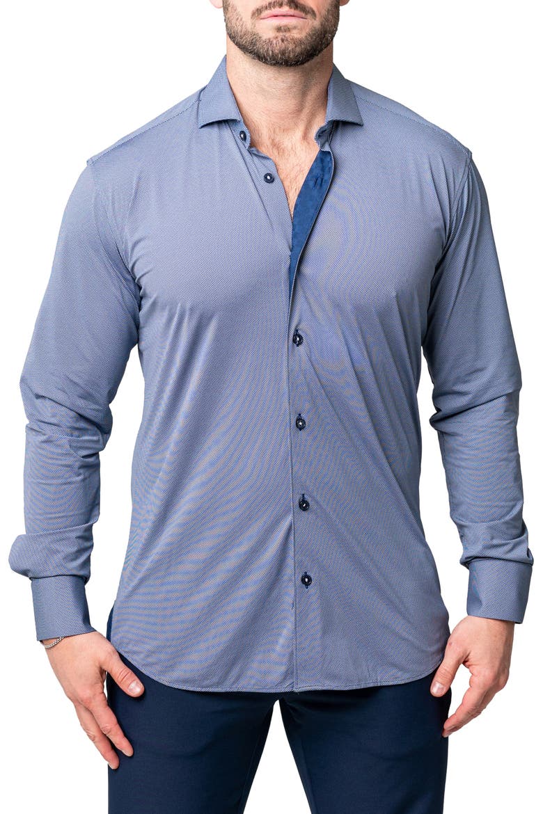 Einstein Yoli Blue Stretch Button-Up Shirt, Main, color, BLUE